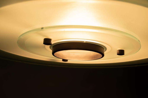 Image 1 of Vintage glazen ufo hanglamp jaren 70/80, memphis disc light