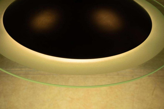 Image 1 of Vintage glazen ufo hanglamp jaren 70/80, memphis disc light