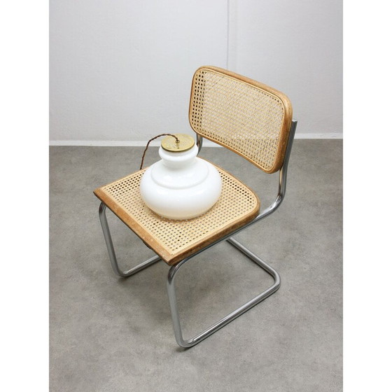 Image 1 of Vintage hanglamp van messing en opaline glas, Italië