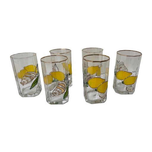 Paul Nagel - Set van 6 - Handbeschilderde (water of limonade) glazen uit de 'Tiffany' serie - Made in Germany