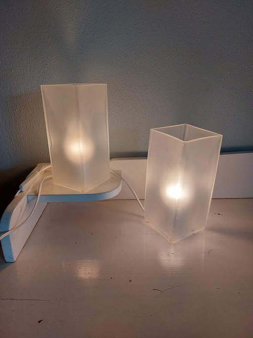 2x Vintage ice cube hoge lampen