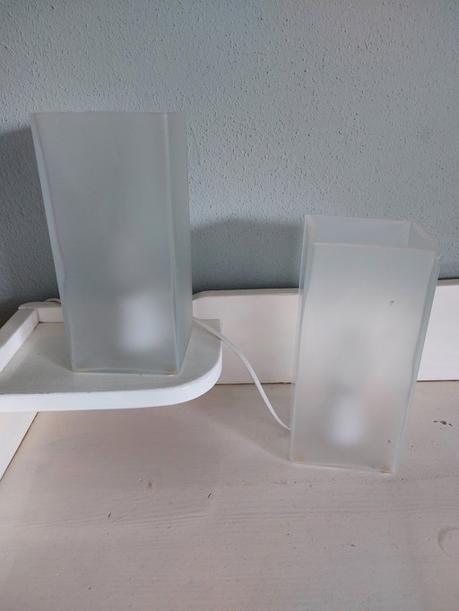 2x Vintage ice cube hoge lampen