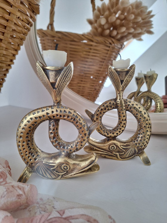 Image 1 of Vintage Bronzen Kandelaar