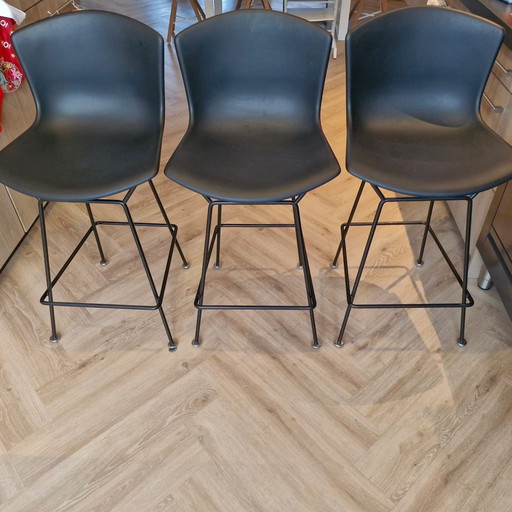 3x Knoll Bertoia Barkrukken – All Black