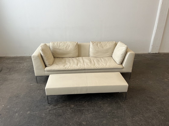 Image 1 of B&B Italia Charles designer sofa met leren voetenbankje