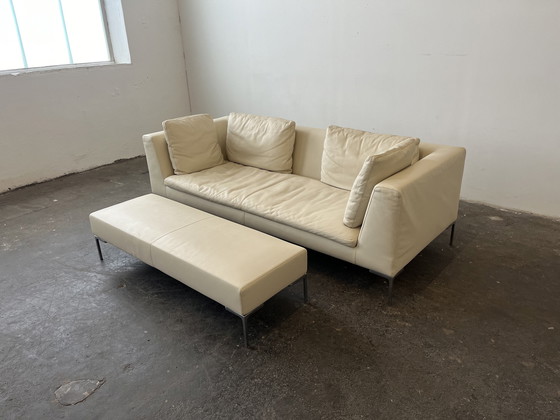 Image 1 of B&B Italia Charles designer sofa met leren voetenbankje