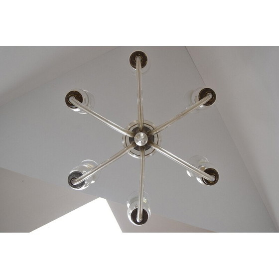 Image 1 of Vintage kroonluchter van glas en metaal, Tsjecho-Slowakije 1930