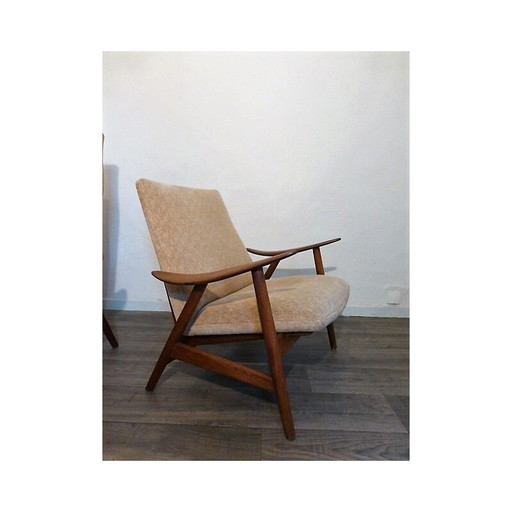 Vintage fauteuil scandinavisch massief teak Denemarken 1950