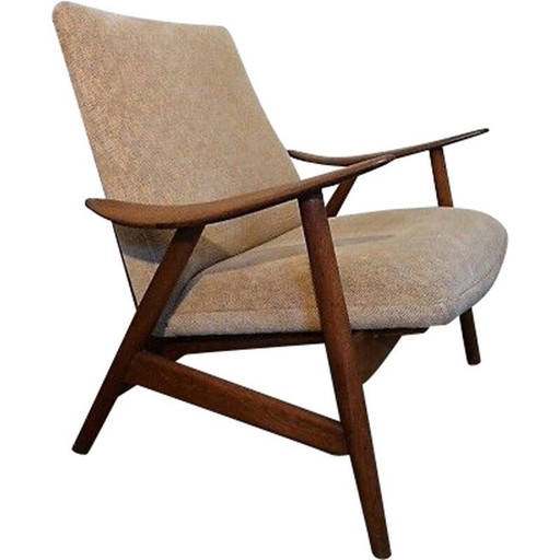 Vintage fauteuil scandinavisch massief teak Denemarken 1950