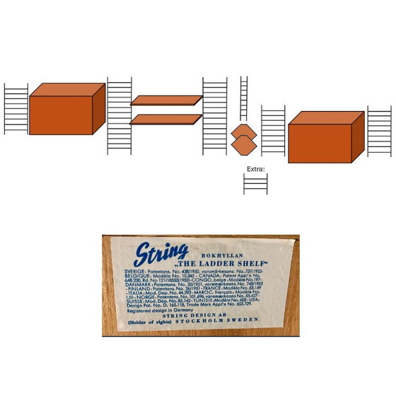 Image 1 of String - Wandsysteem Met Hoek Incl. 2 Klepkasten En 2 Planken