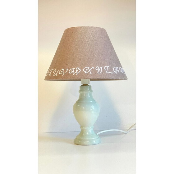 Image 1 of Vintage lamp in wit marmer en linnen