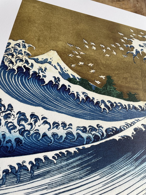 Image 1 of Katsushika Hokusai, Copyright 2024 Big Wave (uit 100 gezichten op Mt. Fuji), Gedrukt in Groot-Brittannië