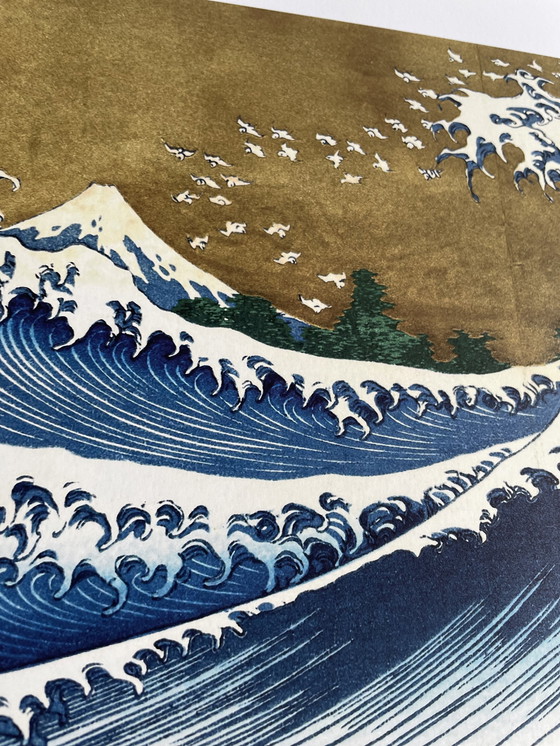 Image 1 of Katsushika Hokusai, Copyright 2024 Big Wave (uit 100 gezichten op Mt. Fuji), Gedrukt in Groot-Brittannië