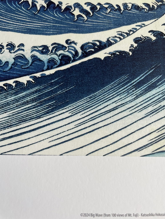 Image 1 of Katsushika Hokusai, Copyright 2024 Big Wave (uit 100 gezichten op Mt. Fuji), Gedrukt in Groot-Brittannië