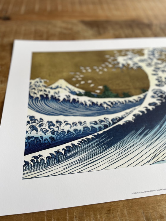 Image 1 of Katsushika Hokusai, Copyright 2024 Big Wave (uit 100 gezichten op Mt. Fuji), Gedrukt in Groot-Brittannië