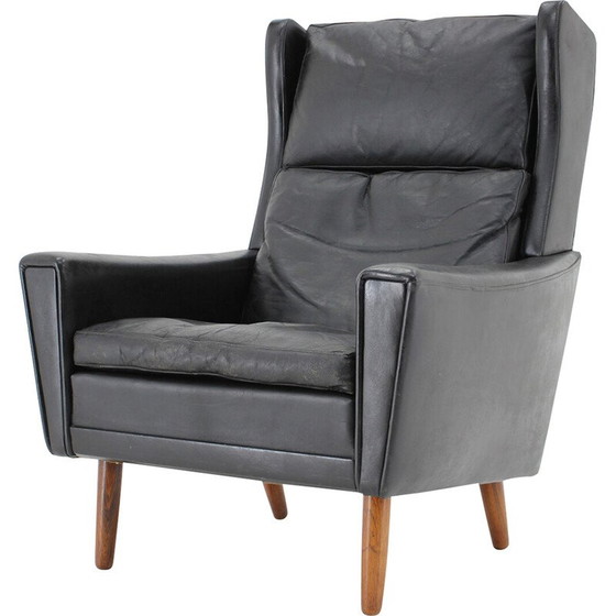 Image 1 of Vintage leren fauteuil, Denemarken 1970