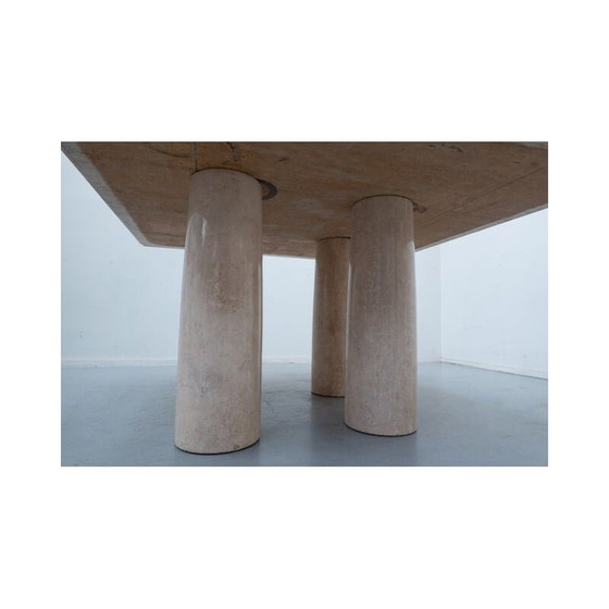Image 1 of Travertin vintage eettafel Il Colonnato van Mario Bellini voor Cassina, 1970