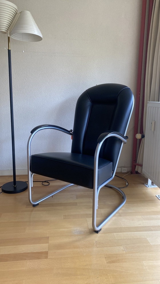 Image 1 of Gebr van der Stroom Dutch Originals Model Gipsen Aa Fauteuil Zwart Leer