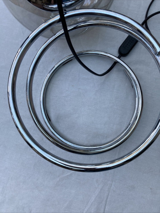 Image 1 of Space Age 70 Glazen bol en metalen tafellamp chroom