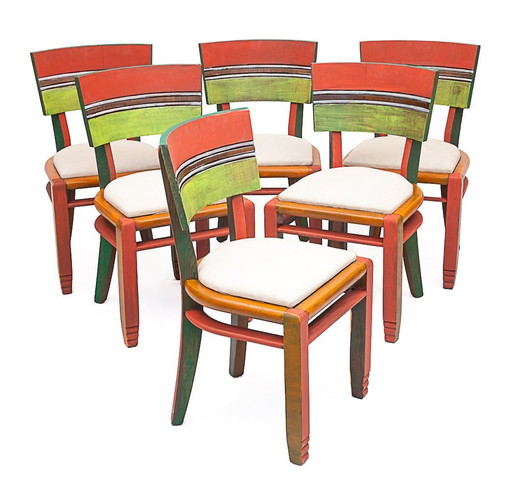 Set van 6 Art Deco Stoelen