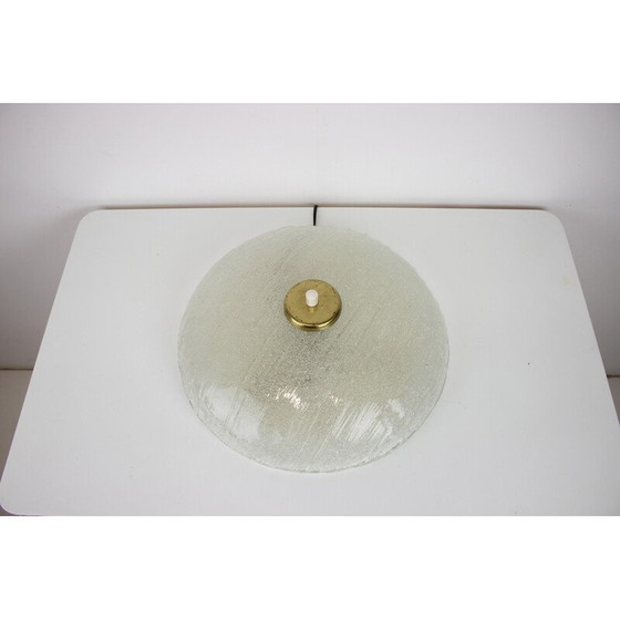 Image 1 of Vintage plafondlamp van messing en glas, Tsjecho-Slowakije 1970