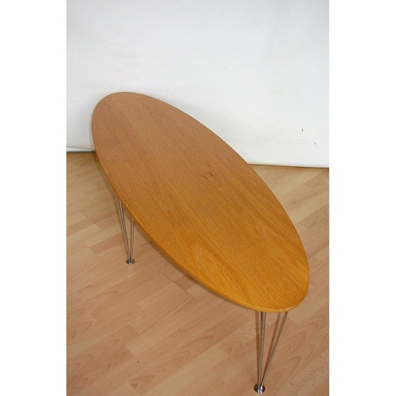 Image 1 of Vintage metalen en eiken salontafel, 1980