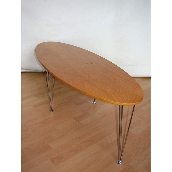 Image 1 of Vintage metalen en eiken salontafel, 1980