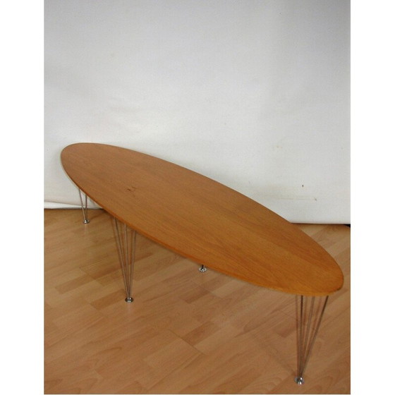 Image 1 of Vintage metalen en eiken salontafel, 1980