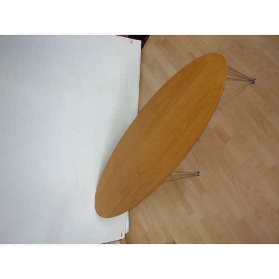 Image 1 of Vintage metalen en eiken salontafel, 1980