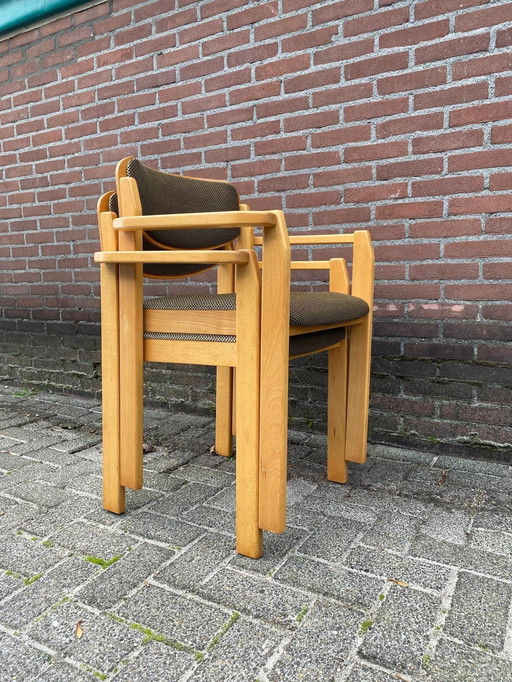 Scandinavische Houten Stapelbare Stoelen Jaren 60