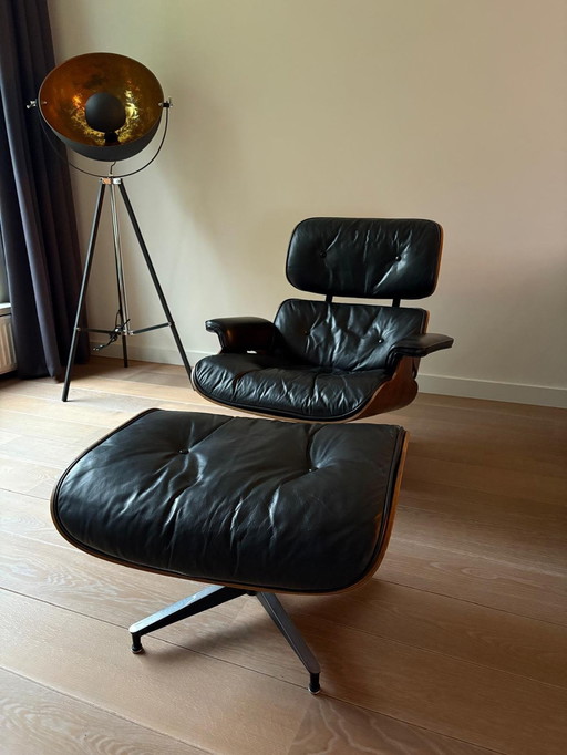 Herman Miller - Charles Eames - Fauteuil - 670 Lounge Stoel - Leder, Hout - Loungechair + Ottoman