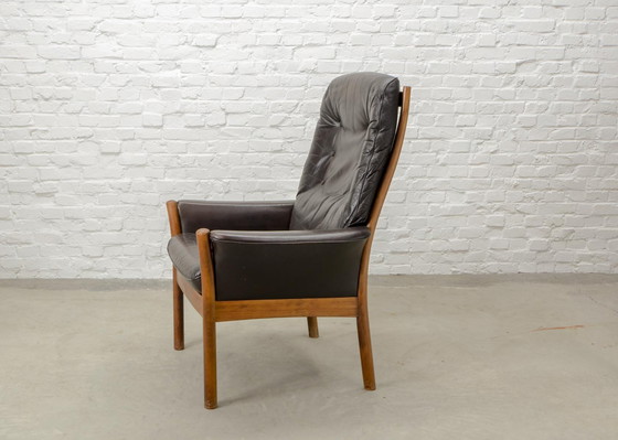 Image 1 of Mid Century Scandinavisch Design Chocoladebruin Leren Loungestoel van G-Möbel, Zweden, 1960