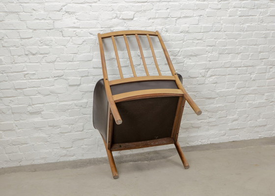 Image 1 of Mid Century Scandinavisch Design Chocoladebruin Leren Loungestoel van G-Möbel, Zweden, 1960