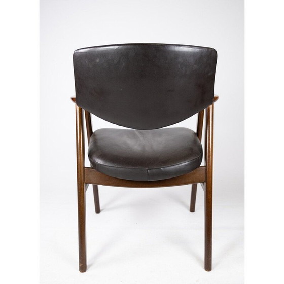 Image 1 of Vintage fauteuil in rozenhout en zwart leer, Deens 1976