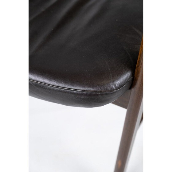 Image 1 of Vintage fauteuil in rozenhout en zwart leer, Deens 1976