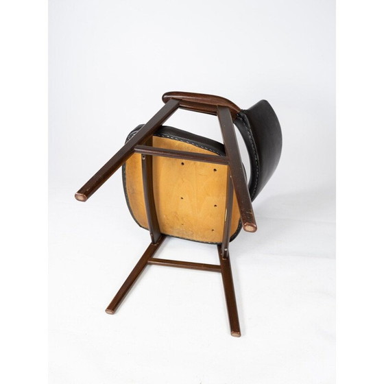 Image 1 of Vintage fauteuil in rozenhout en zwart leer, Deens 1976