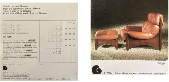 Image 1 of Ranger lounge chair with ottoman by Erik Deforce for Gervan Belgium, 1970.