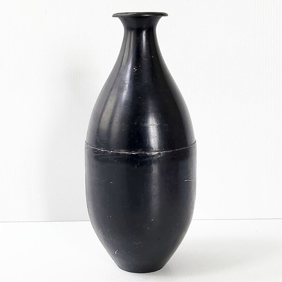 Image 1 of Vintage metalen en terracotta fles, 1960