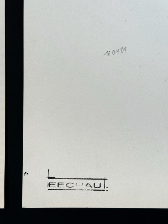 Image 1 of Set van 2 surrealistische kunstwerken. 1981. Eugene Eechaut (1928-2019)