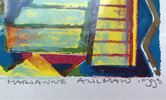 Image 1 of Marianne Aulman, genummerde zeefdruk (9/40) uit 1993, ingelijst met passe-partout