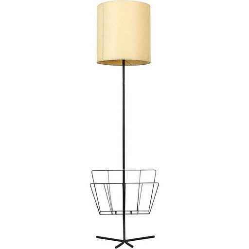 Vintage staande lamp met krantenstandaard 1950