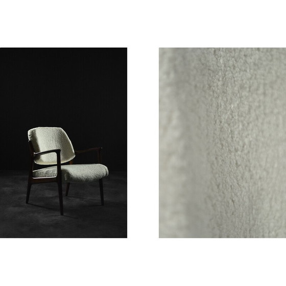 Image 1 of Vintage Domus fauteuil in wit teakhout van Inge Andersson voor Bröderna, Zweden 1960