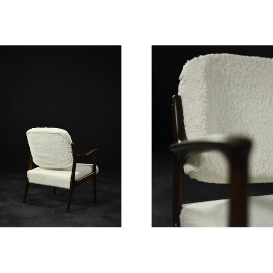 Image 1 of Vintage Domus fauteuil in wit teakhout van Inge Andersson voor Bröderna, Zweden 1960