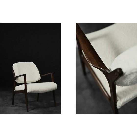 Image 1 of Vintage Domus fauteuil in wit teakhout van Inge Andersson voor Bröderna, Zweden 1960