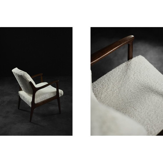 Image 1 of Vintage Domus fauteuil in wit teakhout van Inge Andersson voor Bröderna, Zweden 1960