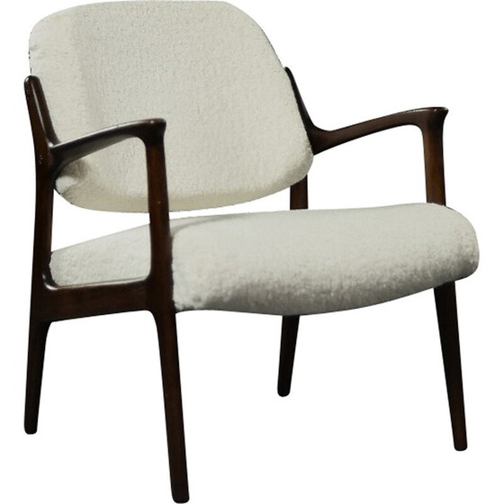 Image 1 of Vintage Domus fauteuil in wit teakhout van Inge Andersson voor Bröderna, Zweden 1960