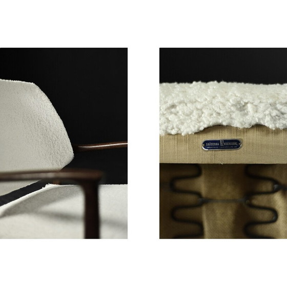 Image 1 of Vintage Domus fauteuil in wit teakhout van Inge Andersson voor Bröderna, Zweden 1960