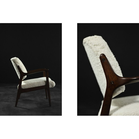 Image 1 of Vintage Domus fauteuil in wit teakhout van Inge Andersson voor Bröderna, Zweden 1960