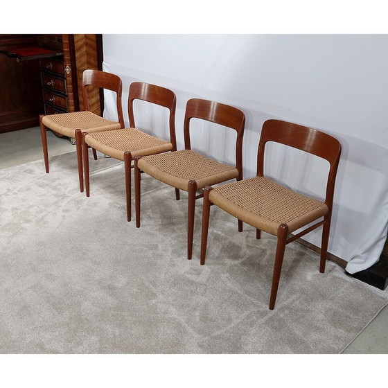 Image 1 of Set van 4 vintage stoelen model " 75 " van Niels Otto Moller, Denemarken 1960
