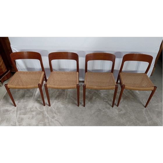 Image 1 of Set van 4 vintage stoelen model " 75 " van Niels Otto Moller, Denemarken 1960